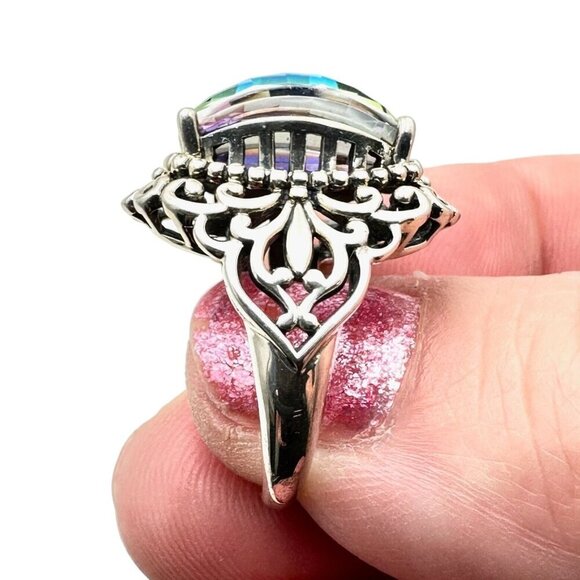 JTV Womens Ring Sterling Silver Mystic Topaz Size 6 Fancy Cut Gemstone - Picture 3 of 6